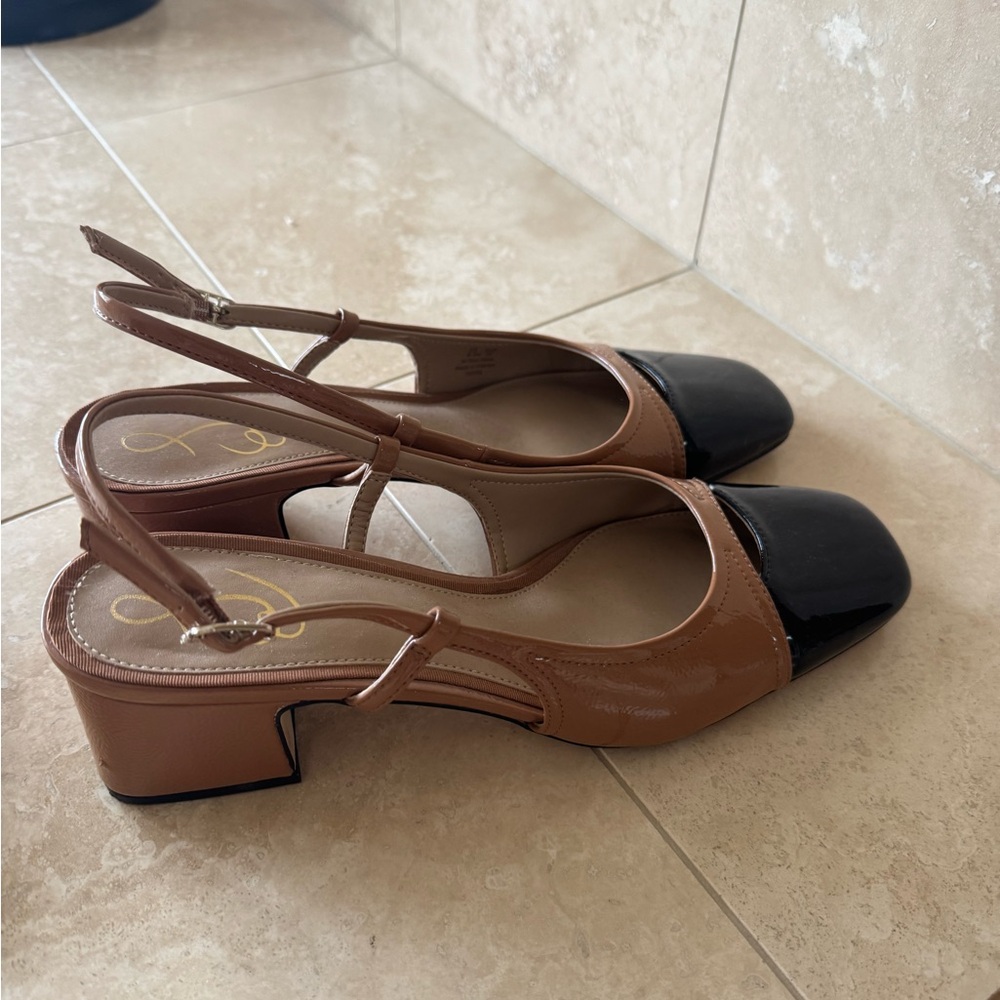 Elegant Sam Edelman sling back tan and black size 8.5.